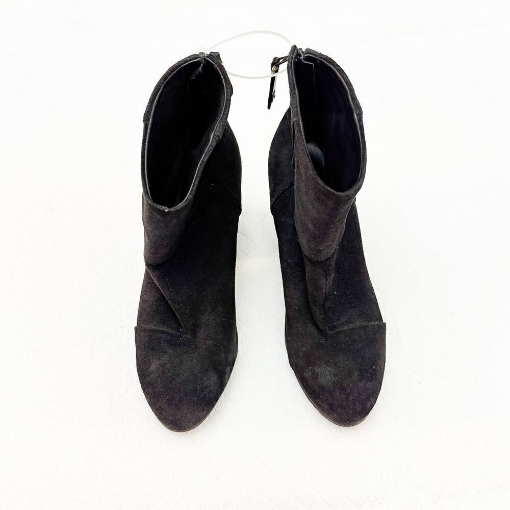 Rag & Bone Newbury Boots Booties Womens Gray Black Suede Block Heel Zip 37.5